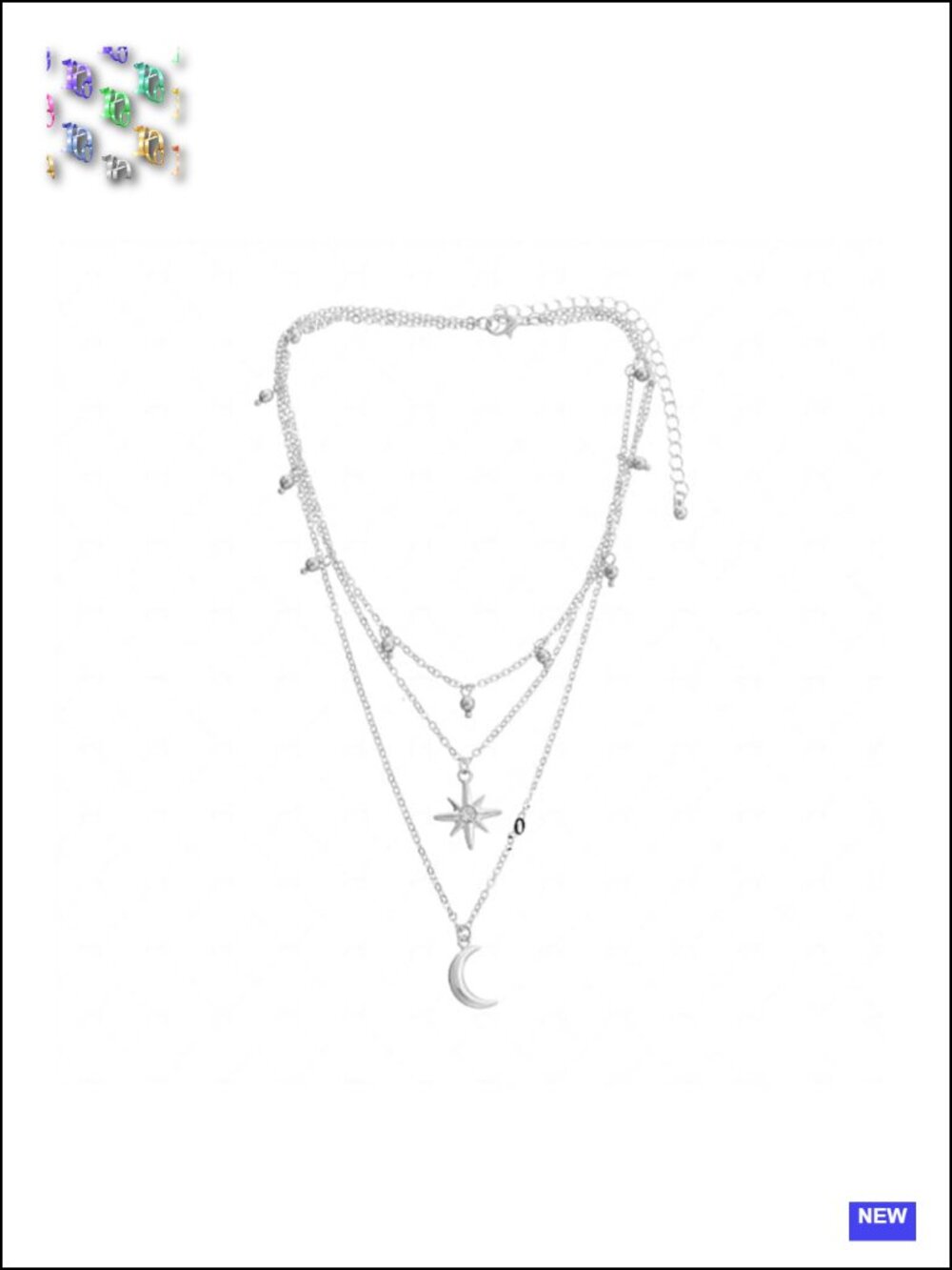 Three Tier Star Moon Charm Layered Choker Necklace Dainty Lightweight Adjustable